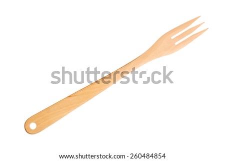 Wooden kitchen device (fork) isolated on the white.