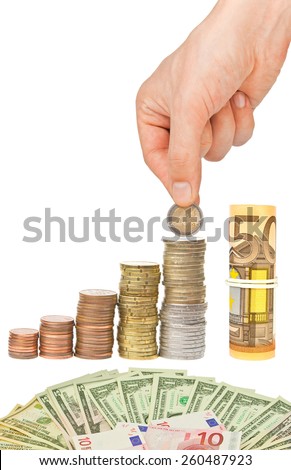 Growing savings concept over white background