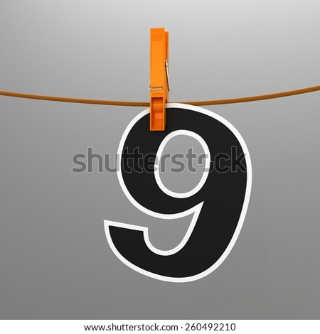 3d Photo Frame number three 3 on rope with Clothespin 
