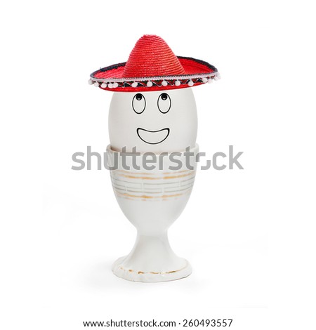 Hilarious easter egg with mexican sombrero and smiley face.