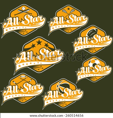 set of vintage sports all star crests 