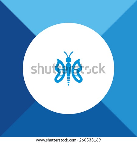 Butterfly icon on blue color background EPS 10.