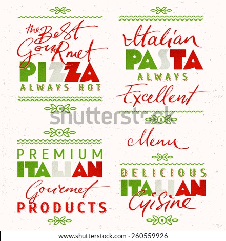 Set of Italian Food Labels