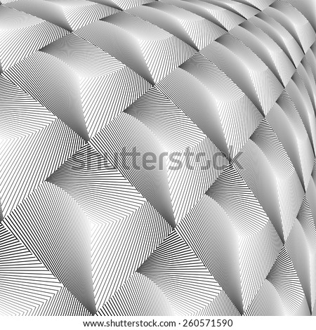 Design diamond convex texture. Abstract geometric monochrome perspective background. Vector art. No gradient 