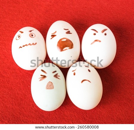 Funny Easter eggs with different emotions on his face