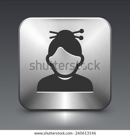 Female with Short Hair on Silver Square Buttons