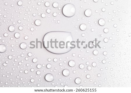 Drops of water on a color background. Gray.
