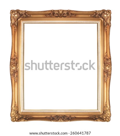 Old Antique gold frame Isolated On White Background