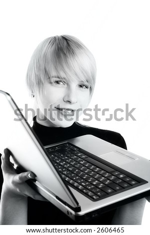 Girl with her computer.