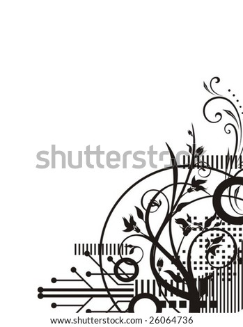 Abstract corner design in black and white, vector series.