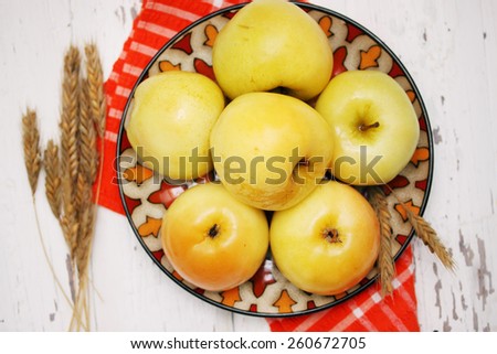 Pickled apples from the barrel with a rye spikelets