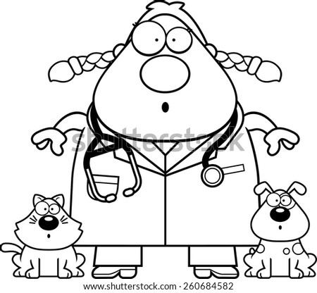 A cartoon illustration of a veterinarian looking surprised.