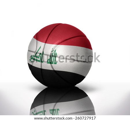 basketball ball with the national flag of iraq on a white background