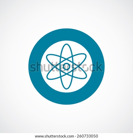atom icon bold blue circle border, white background  