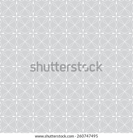 Geometric seamless pattern. Texture with repeated polygons, crosses and stars. Monochrome. Vector illustration