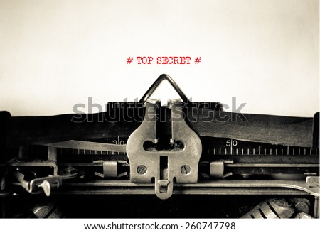 Top Secret typed on vintage typewriter Royalty-Free Stock Photo #260747798