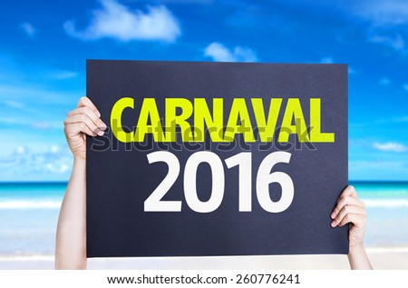 Carnaval 2016 card with beach background