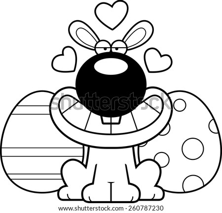 A cartoon illustration of the Easter Bunny with an in love expression.