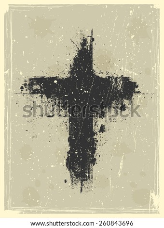 Grunge Religion Cross . Vector Illustration .