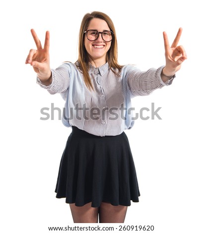 Girl doing victory gesture