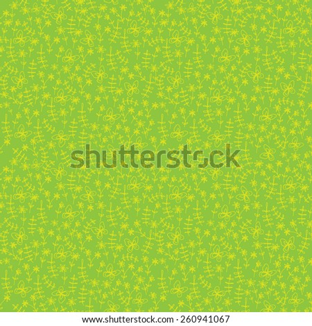 Seamless spring pattern with flowers on a bright green background