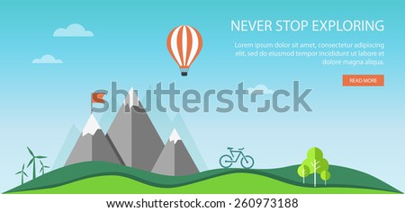Vacation and travel banner with mountain landscape. Eps10