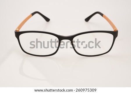 Isolated nerd glasses, thick black frame on white background