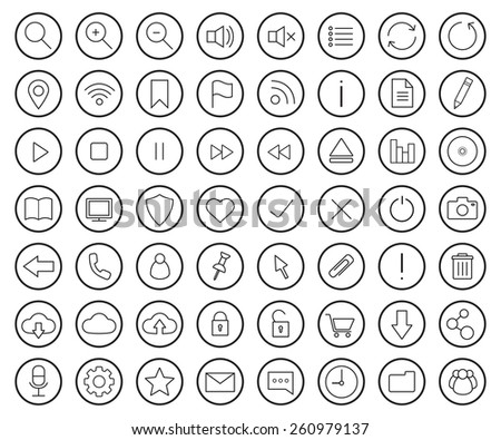 Digital linear icons set. Vector clip art illustrations isolated on white 