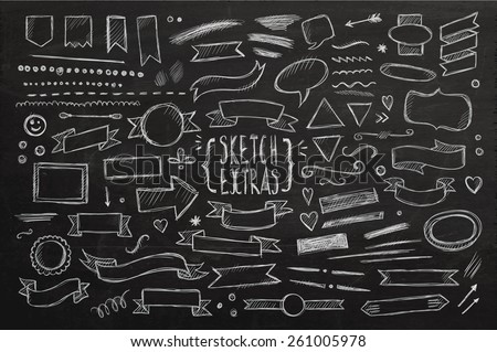 Hand drawn sketch hand drawn elements. Vector chalkboard illustration. Royalty-Free Stock Photo #261005978