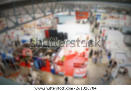 Trade show generic background. Intentionally blurred editing post production.