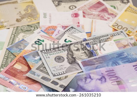 International currencies Royalty-Free Stock Photo #261035210