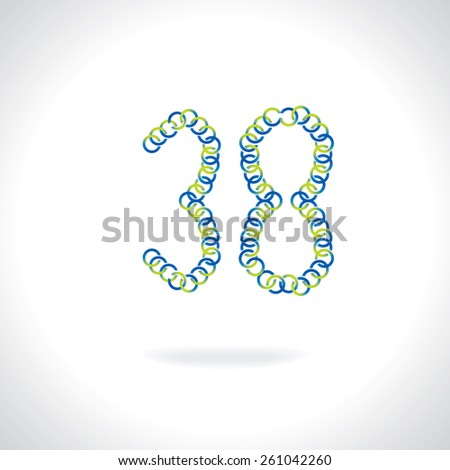 numeric 38 number created by blue green circles