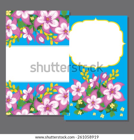 Greeting card, invitation or card banner. Floral design.  