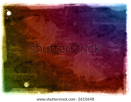 Computer designed grunge border and colorful aged textured background