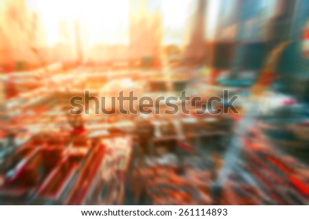 Abstract background construction site in New York, blurred and flare effects applied