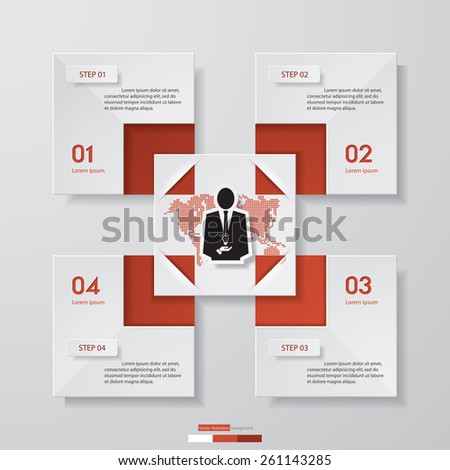 Design clean number banners template/graphic or website layout. 4 steps chart . Vector.