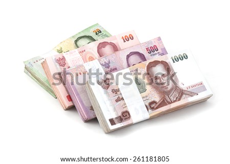 Thai baht money isolated white background Royalty-Free Stock Photo #261181805
