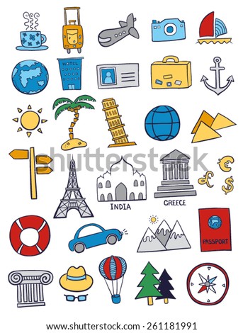 Set of travel doodles