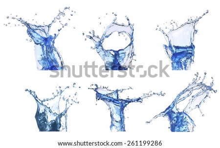 Water splashes collection isolated on a white background