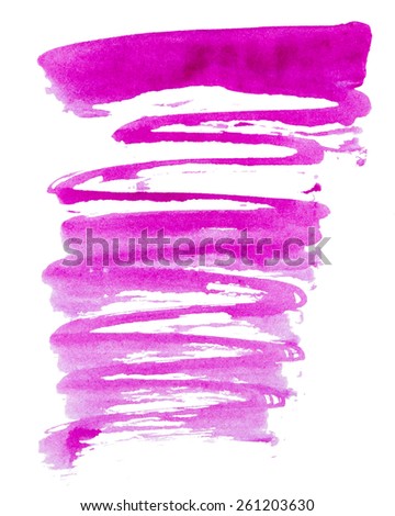 Strokes of purple paint isolated on white background