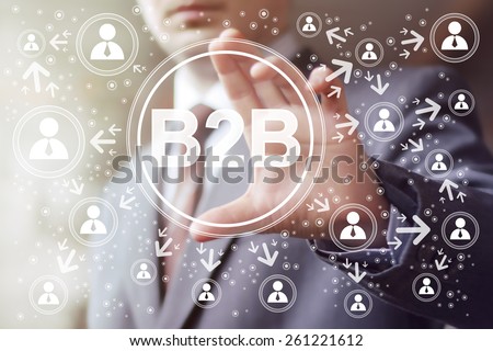 Businessman pressing sign button b2b icon web