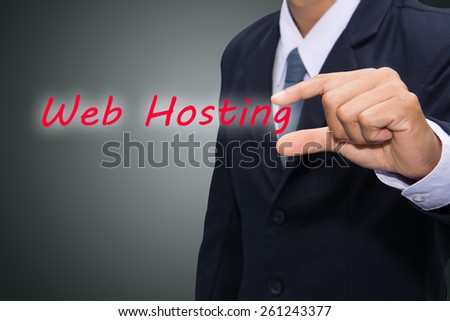 Businessman hand holding Web Hosting