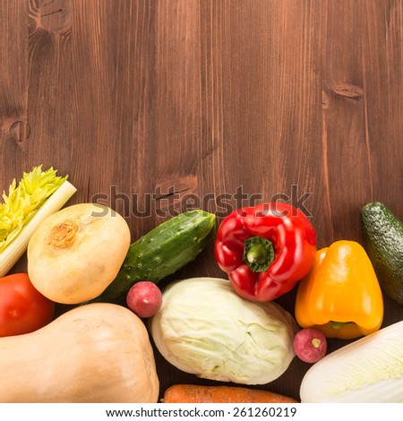 Vegetables on a wooden background 
