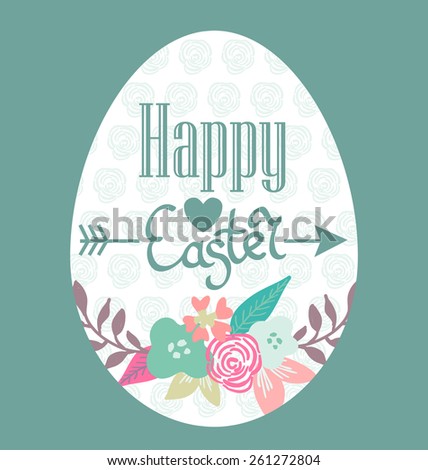 Happy Easter card with floral elements. vector Eps10 illustration. shabby style.