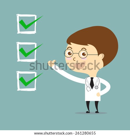 doctor thumbs up with check in white square vector