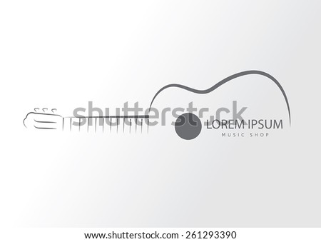 Guitar line swirly art logo vector template