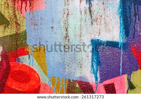 Concrete, weathered, worn wall damaged paint. Grungy Concrete Surface. Great background or texture. Royalty-Free Stock Photo #261317273