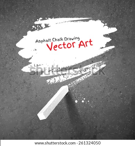 Chalked bubble drawn on asphalt background. Peace of white chalk. Vector illustration. Royalty-Free Stock Photo #261324050