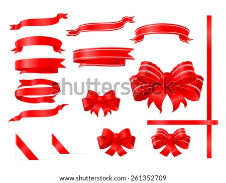 Red bows and ribbons. Big set. No transparent and mesh layer.