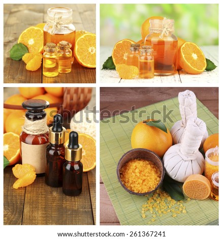 Orange spa compositions in collage